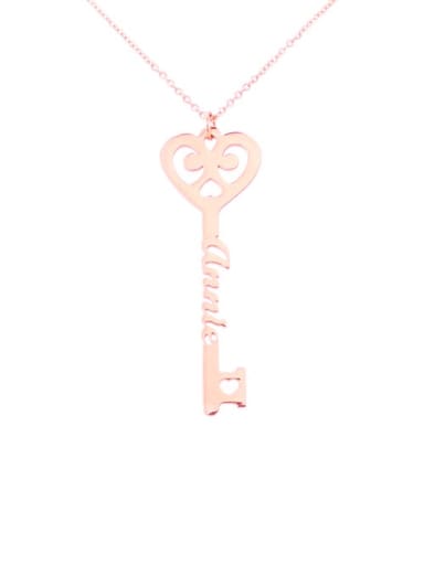 18K Rose Gold Plated Personalized  Key Style Name Necklace silver