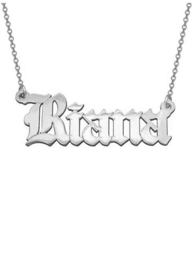 18K White Gold Plated Personalized Old English Font Name Necklace