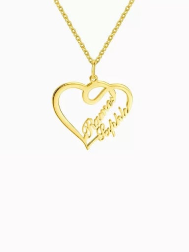 18K Gold Plated Customize Overlapping Heart Two Name Necklace