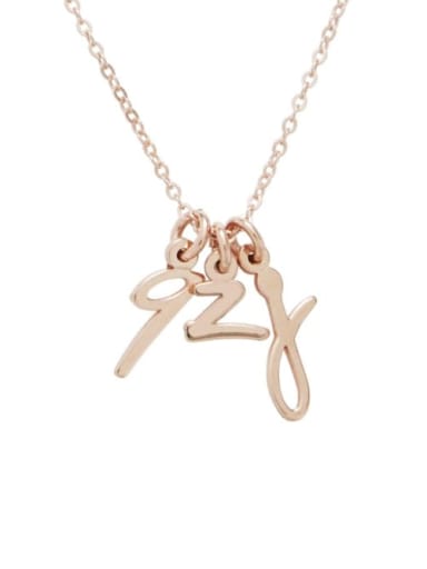 18K Rose Gold Plated Mini Three Initial Name Necklace silver