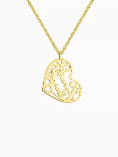 18K Gold Plated Customized silver Filigree Heart Two Name Necklace