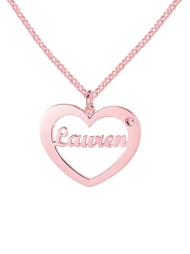 18K Rose Gold Plated Heart Name Necklace With Birthstone