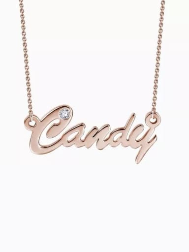 18K Rose Gold Plated Customized Personalized CZ Name Necklace Silver