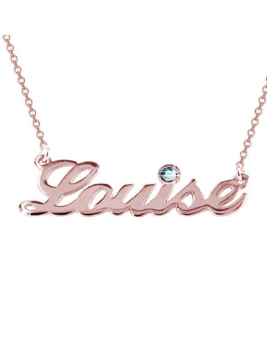 18K Rose Gold Plated silver personalized Name Necklace Birthstone