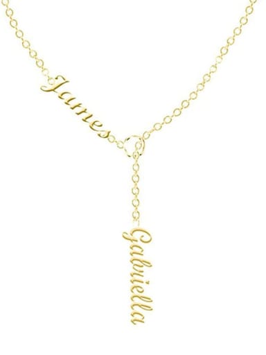 18K Gold Plated Customize Lariat Name Necklace For Couples