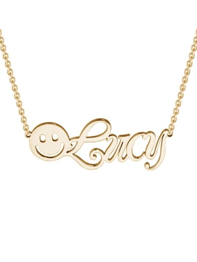 18K Gold Plated BBF silver personalized  Smiley Name Necklace
