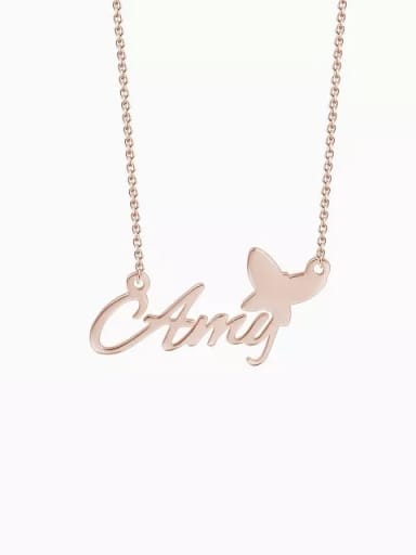 18K Rose Gold Plated Customize silver Personalized Name Necklace With Butterfly