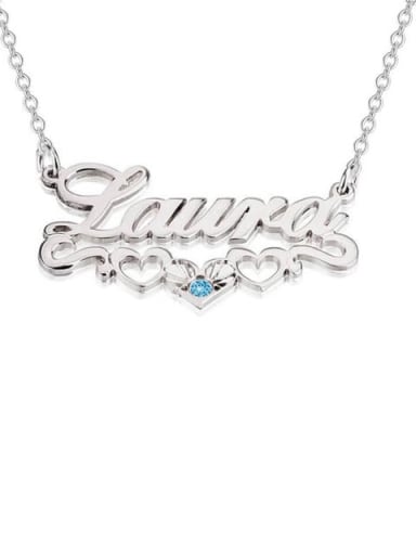Custom birthstone Name Necklace with Underline Hearts Silver
