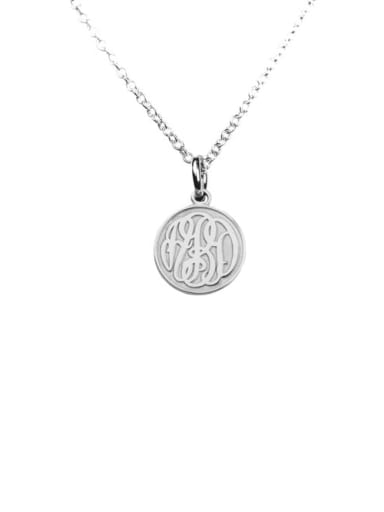 18K White Gold Plated Customize Embossed  Monogram Necklaces sterling siver