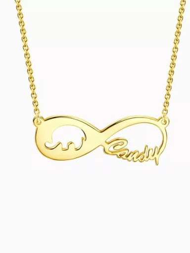 18K Gold Plated Customized Silver Lucky Elephant Infinity Name Necklace