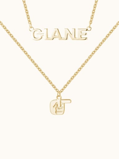 18K Gold Plated Name Necklace with Layered Gesture silver