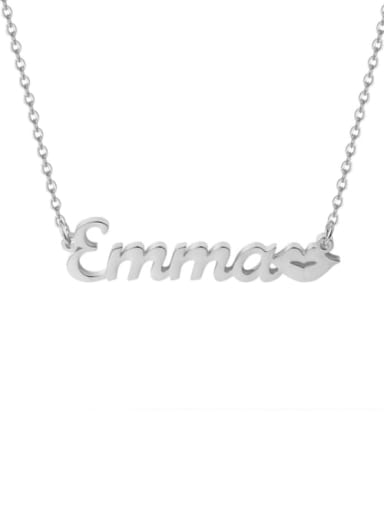 18K White Gold Plated Personalized Kiss Name Necklace Silver