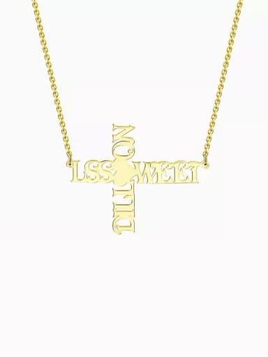 18K Gold Plated Customize Personalized Cross Two Name Necklace