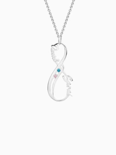 Silver Customize Vertical Infinity Name Necklace With Birthstones