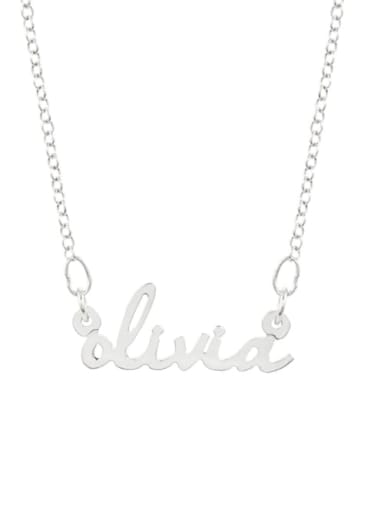 18K White Gold Plated livia style personalized Nameplate silver