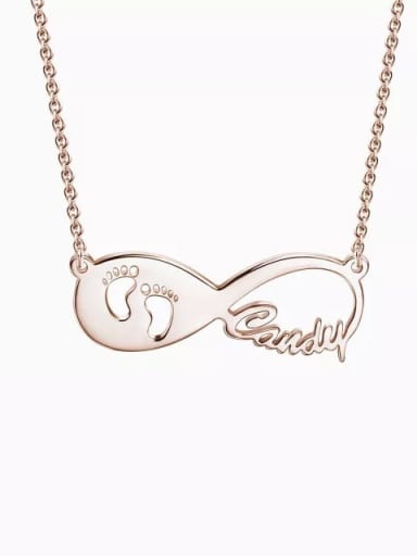 18K Rose Gold Plated Gift For New Mom - Baby Footprint Infinity Name Necklace