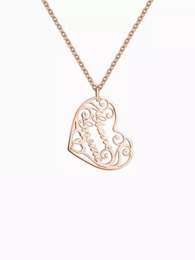 18K Rose Gold Plated Customized silver Filigree Heart Two Name Necklace