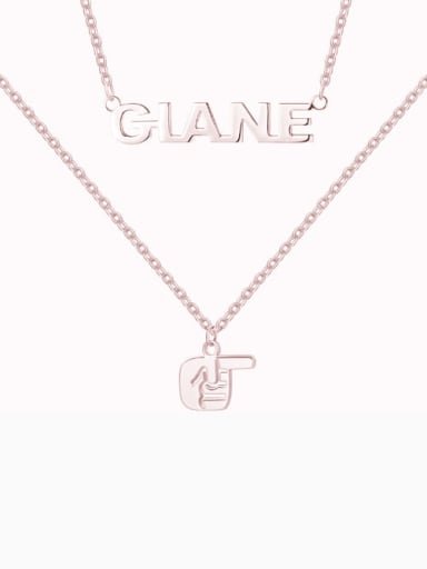 18K Rose Gold Plated Name Necklace with Layered Gesture silver