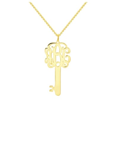18K Gold Plated Customize Key Monogram Necklace Silver