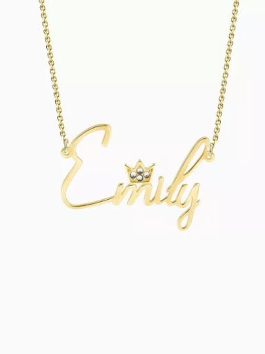 18K Gold Plated Personalized Crystal Name Necklace With Crow Silver