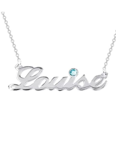 18K White Gold Plated silver personalized Name Necklace Birthstone