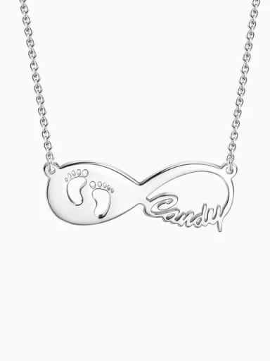 Gift For New Mom - Baby Footprint Infinity Name Necklace