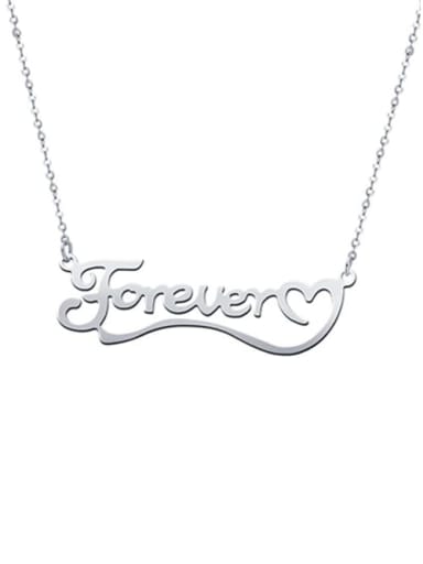 18K White Gold Plated Love You Forever Personalized Classic Name silver