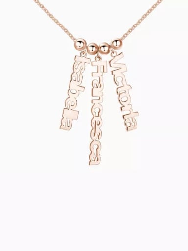 Customize Personalized Vertical 3 Name Necklace Rose Gold Plated Silver