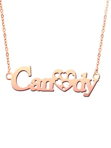 18K Rose Gold Plated Sweet Love Hollow Out Heart personalized  Name Necklace