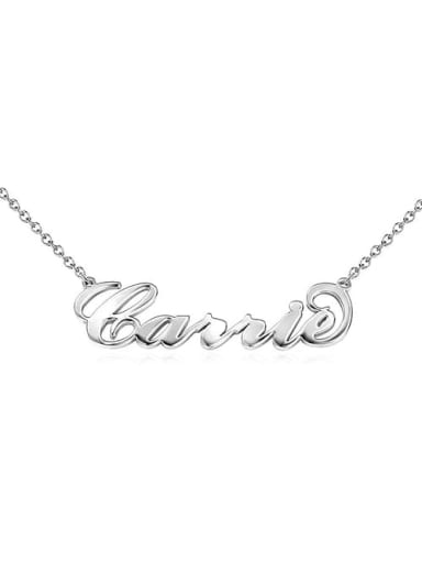 18K White Gold Plated Customize 925 Sterling Silver "Carrie" Style Personalized Name Necklace