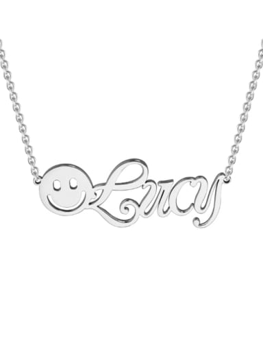 custom BBF silver personalized  Smiley Name Necklace