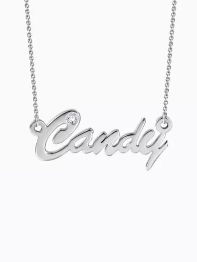 Customized Personalized CZ Name Necklace Silver
