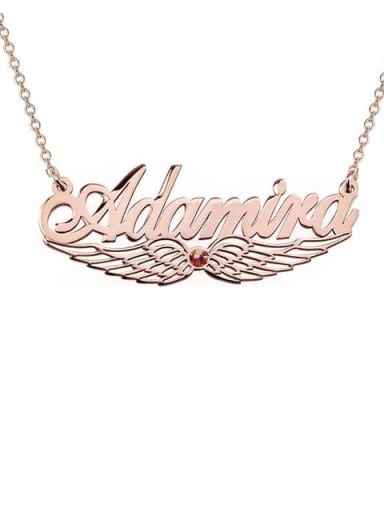 18K Rose Gold Plated Custom Angel Wing Name Necklace with birthstone