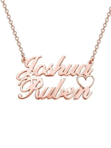 18K Rose Gold Plated Personalized Double Names Necklace with a Cut Out Heart