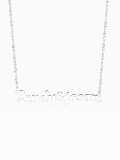 Silver Customize 925 sterling Silver Couple Name Necklace