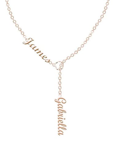 18K Rose Gold Plated Customize Lariat Name Necklace For Couples