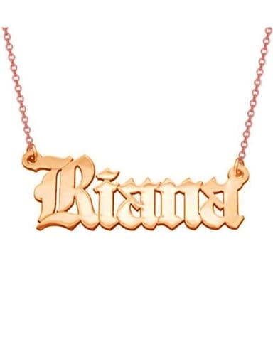 18K Rose Gold Plated Personalized Old English Font Name Necklace