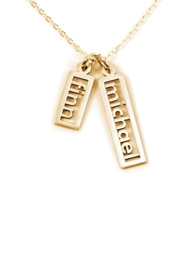 18K Gold Plated Personalized Open Double Rectangle Name Necklace