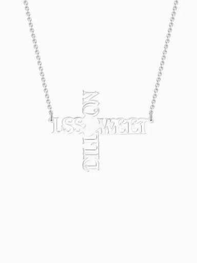 Silver Customize Personalized Cross Two Name Necklace