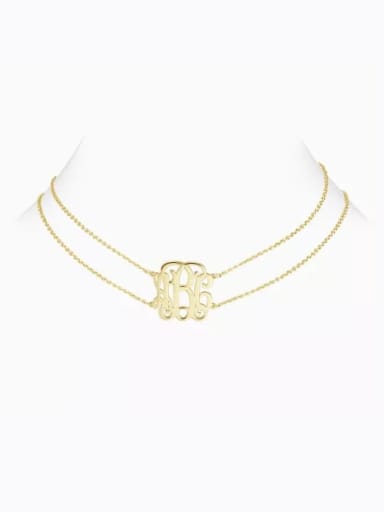 18K Gold Plated Customized Monogram Choker with Sterling Silver