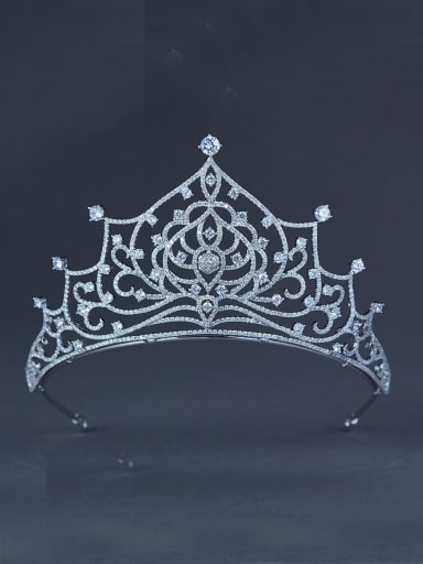 style with Platinum Plated Zircon Wedding Crown