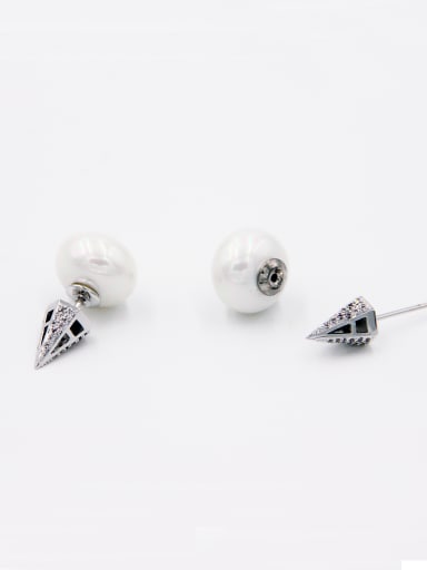 Personalized Platinum Plated White Geometric Zircon Studs stud Earring