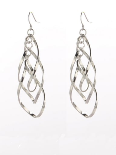 Fashion Silver-Plated Zinc Alloy Feather Drop drop Earring