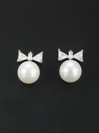 Model No 1000001187 Platinum Plated Butterfly Pearl White Drop drop Earring