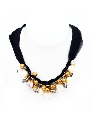 New design Gold Plated Copper Round Beads Choker in White color