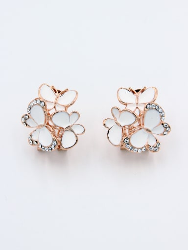 Custom White Butterfly Studs stud Earring with Rose Plated