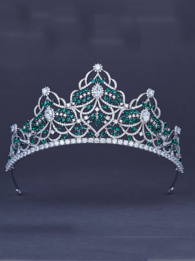 Platinum Plated  Green Zircon Wedding Crown