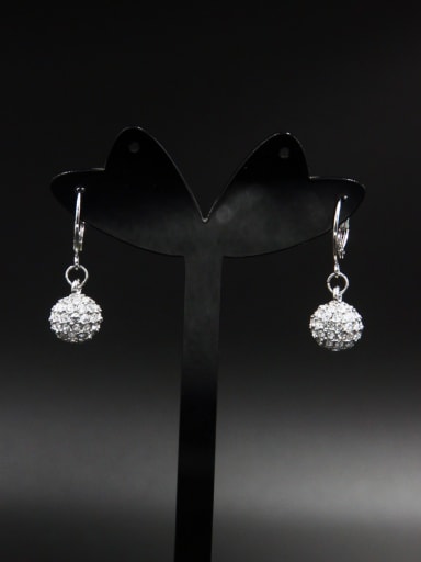 White color Platinum Plated Rhinestone Drop drop Earring