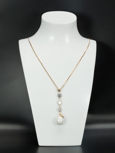 Personalized Gold Plated White Charm Pearl Necklace