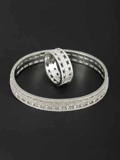 Platinum Plated  White Zircon 2 Pieces Set